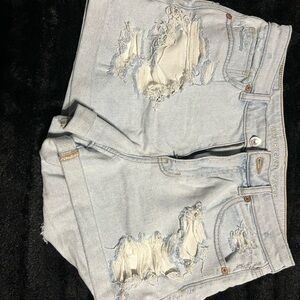 American Eagle Outfitters Light Blue Distressed Denim Shorts